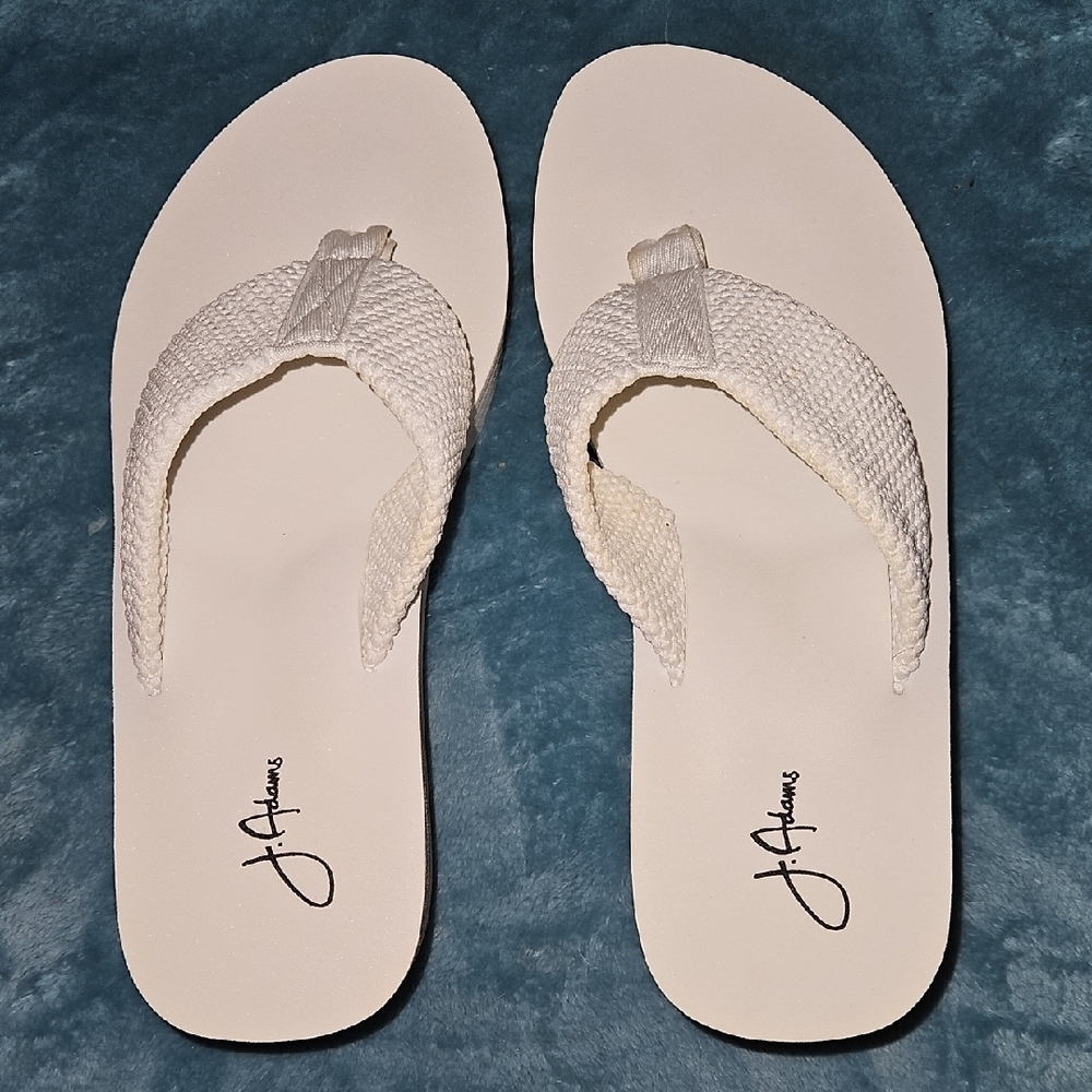 J. Adams New White Platform Sandals with Textured Comfort Size 8.5